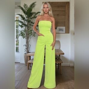 Neon Green Strapless Jumpsuit